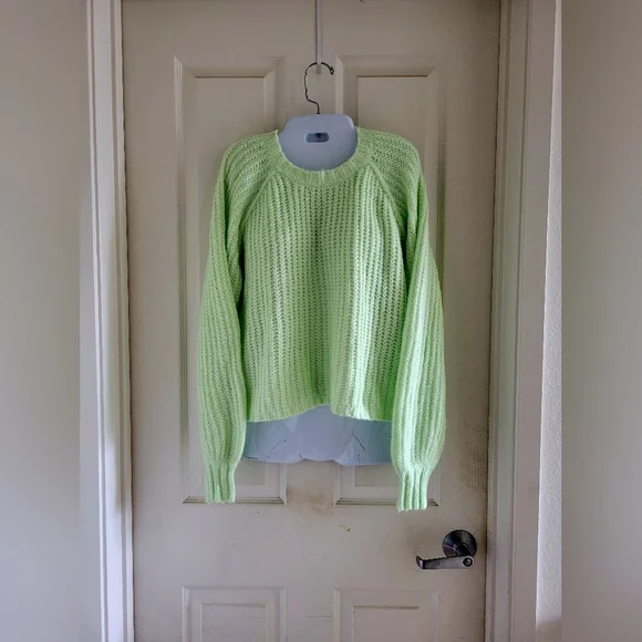 Wild Fable | NWT Oversized Bright Lime Green Lightweight Chunky Knit Sweater - Picture 12 of 12